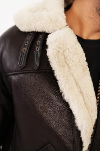 Image of B3 Bomber Jacket B3 Bomber Jacket Real Shearling Men RAF Bomber Ginger Mens Aviator Jacket (US, Alpha, XX-Large, Regular, Regular, Brown)