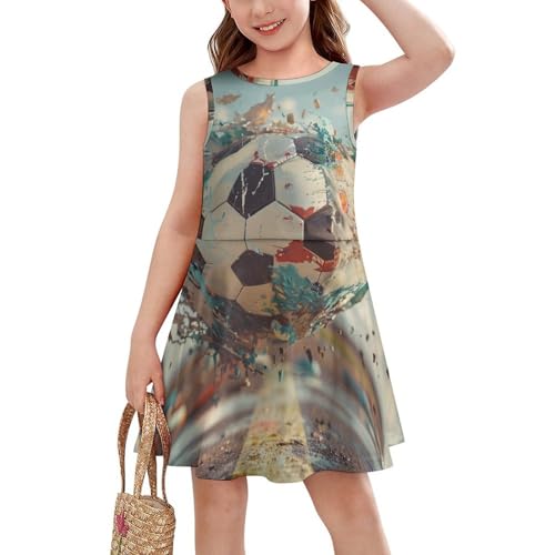 Crazy Soccer FootballChildren's Sleeveless Dress, Suitable for Travel and Home160CM