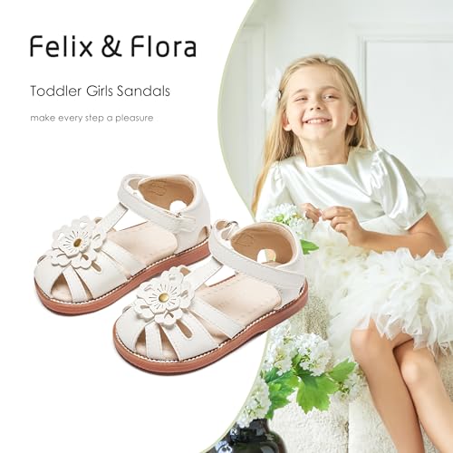 Image of Felix & Flora Toddler Girls Sandals Soft Rubber Princess Flat Shoes Flower Girl Shoes