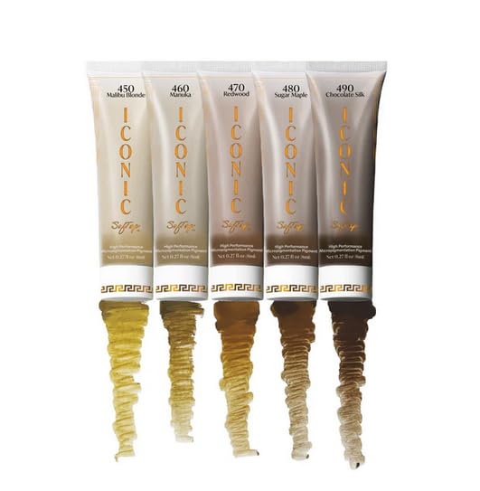 SofTap Iconic Pigment Kit for PMU (7 ml Tubes) High Performance Premium Color for Permanent Cosmetics. Enhanced Retention, Stable Fading, Skin-Nourishing Formula (Brow Set Only)