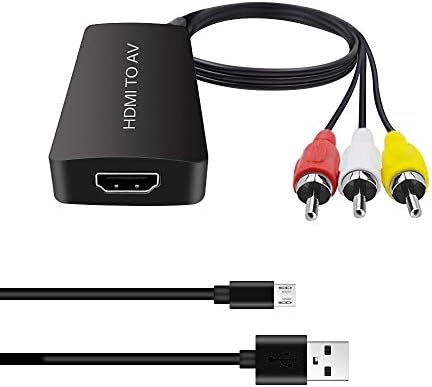 Dingsun HDMI to RCA Converter HDMI to AV Adapter HDMI to Older TV Adapter Compatible for Apple TV, Xiaomi Mi Box, Android TV Box, Roku, Fire Stick, DVD, Blu-ray Player ect. Supports PAL/NTSC