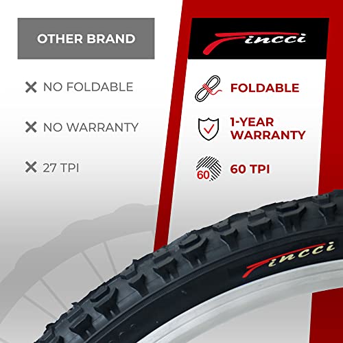 Fincci 26 X 1.95 Inch Bike Tire 50-559 Foldable 60 Tpi For Mtb Mountain Hybrid Offroad Bicycle #TOP4