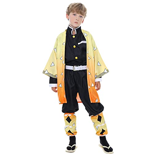 Demon Cosplay Costume Anime Cosplay Kimono Black Robe Full Set Halloween Cosplay Outfits for Kids Adults Size Medium