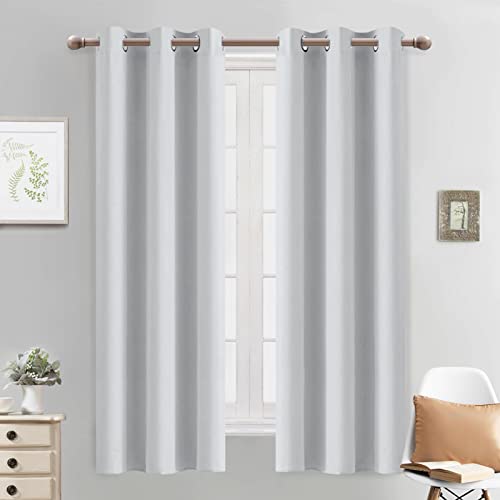 Yakamok 63 Inch Length Room Darking Curtains for Bedroom, Light Blocking Drapes Room Darkening Thermal Insulated Solid Grommet Panels for Living Room(38Wx63L, Greyish White, 2 Panels)