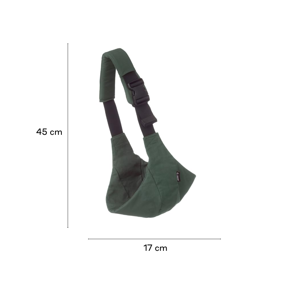 Jané Catch, nosidełko dziecięce z boku, torba do noszenia dla dzieci w wieku od 9 do 48 miesięcy, 100% bawełna, ochrona ramion, regulowana, ergonomiczna, antypoślizgowa, zielona