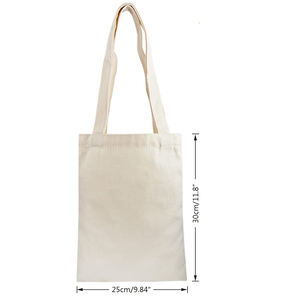 20 sztuk przenośnych toreb bawełnianych, bez nadruku, płócienne torby jutowe z dwoma długimi uchwytami, torba na zakupy, do pomalowania, kolor naturalny, 10 sztuk 25 x 30 cm