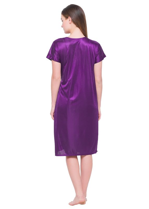 AV2 Women Satin Robe & Short Nighty Wine 1306 Free Size 1