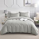 Dekoresyon Duvet Cover Set King Size, Ultra Soft Washed Microfiber Duvet Covers, 3 Pieces Bedding Duvet Cover Sets(1 Duvet Cover, 2 Pillowcases) with Zipper Closure & Corner Ties(Gray, King)