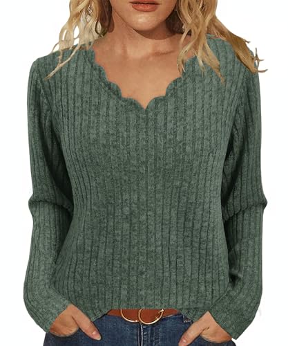 JomeDesign Womens Tops Long Sleeve Shirts V Neck Sweaters Casual