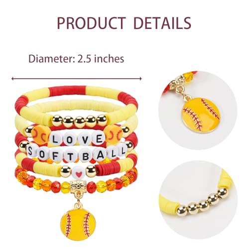 Image of Football Baseball Soccer Beaded Bracelets for Women Stackable Game Day Sports Theme Bracelet