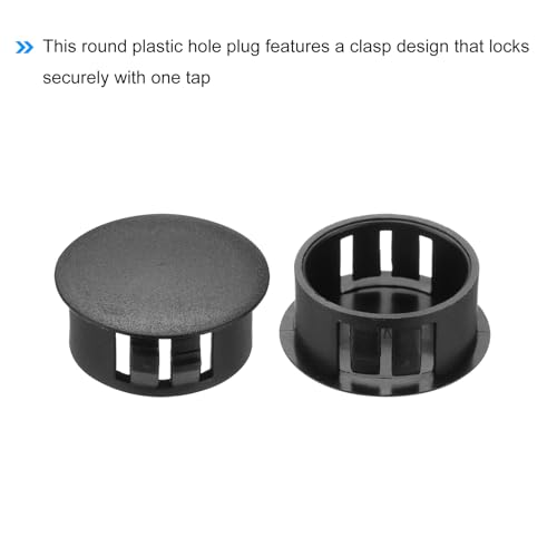 Image of MECCANIXITY 64PCS 19mm Black Nylon Plastic Hole Plugs, Flush Type Panel Hole Plugs Insert End Caps