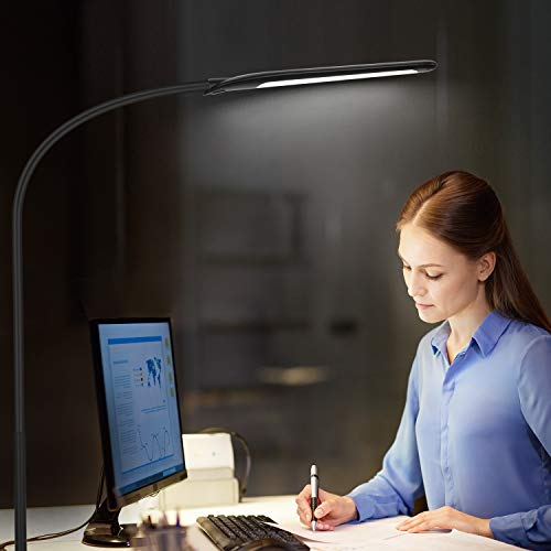 YOUKOYI Lampe de Bureau LED 9W Lampe de Table Architecte Flexible avec Pince 3 Modes de Couleur et Gradation en Continu Lampe de Travail Lampe de Lecture de Protection des Yeux, Noir - Image 6
