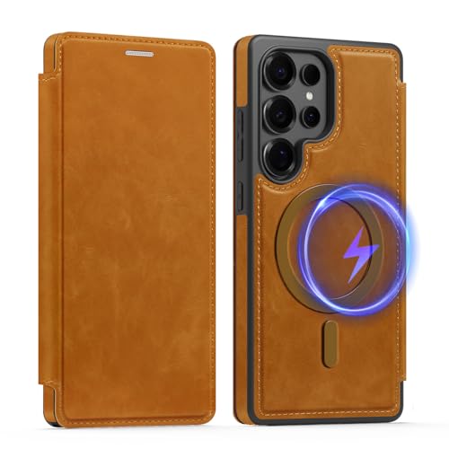 Étui en cuir Galaxy S24 Ultra : protection d'affaires élégante avec clapet magnétique premium
