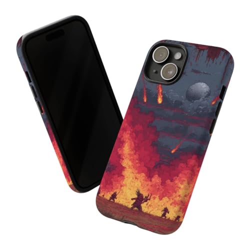 Coque iPhone 15 pluie de météores rouge rigide mate antichoc - 2