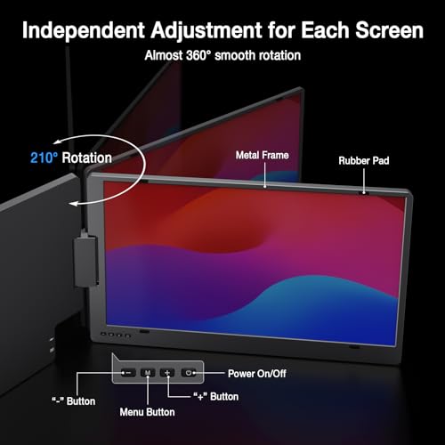 KYY 15.6 Portable Triple Laptop Monitor Extender (USB-C, 1080P FHD, Compatible with Mac, Windows, Android)