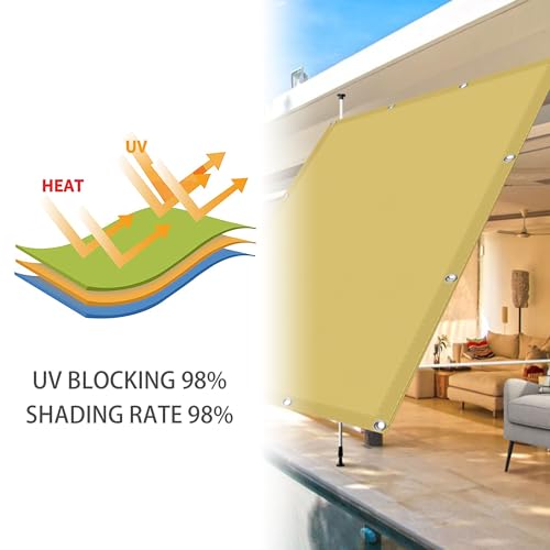 Voile d'ombrage rectangle extérieur jaune sable filet antidéchirure 180x800 - 4