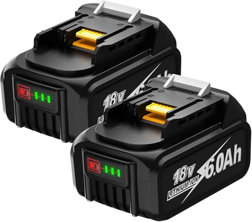 Image of Bslite 2Pack 6.0Ah Replacement for Makita 18V 6.0Ah Battery,Compatible with Makita 18Volt Batteries BL1860 BL1850B BL1840B BL1830B, BL1820 and Cordless Power Tools
