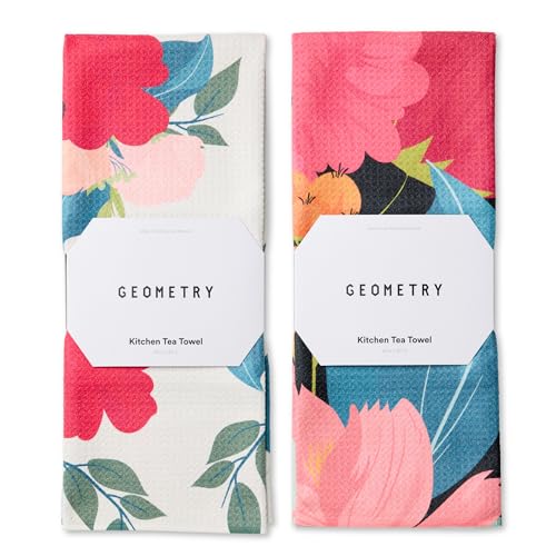 GEOMETRY Kitchen Tea Towels - Quick Dry Microfiber Dish Towels for Kitchen Roses for You, 18" x 30" 2-Pack - image 1
