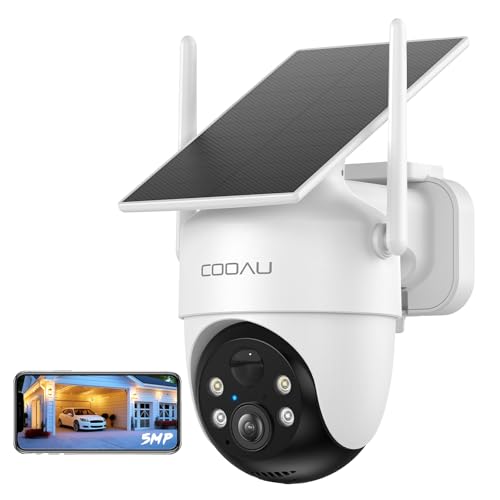 「新モデルソーラー高効率発電・500万高画素・360°撮影可能 」COOAU 防犯カメラ 屋外 ソーラー 完全ワイヤレス 監視カメラ 電源不要 配線工事不要 遠距離暗視 夜間カラー撮影 外部5DBIアンテナ 屋外ランキング 人体検知 パンチルト バッテリー内蔵 電池式 ぼうはんかめら 車上荒らし 駐車場 介護 盗難防止 空き巣 防犯対策(5MP白)