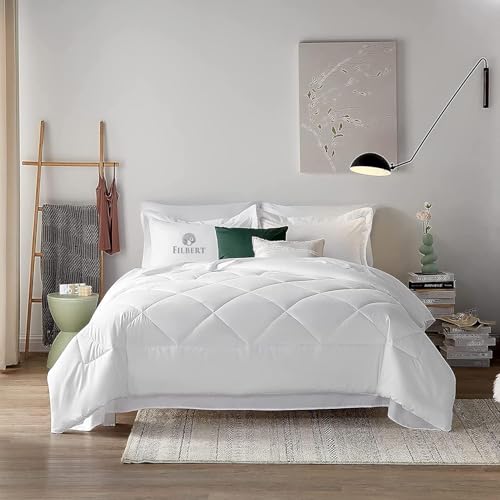 Image of Filbert 600 GSM Comforter for Single Bed | Super Warm Winter Quilt /Rajai | Thick Microfiber Blanket with Cloud-Soft Fill | Luxury Bedding for Winters - 60x90 Inch | White