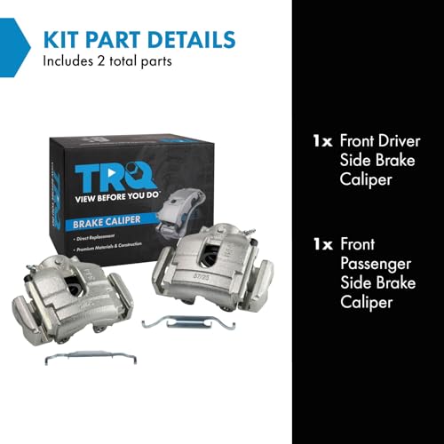 Image of TRQ Front Driver and Passenger Side Brake Caliper Set Caliper Brackets Hardware Compatible with 01-06 BMW 330Ci 01-05 330i 330xi 07-08 Z4