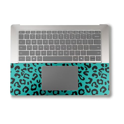 Image of Laptop Skin Compatible with Surface Laptop 7 15 inch (2024) - Teal Leopard - Premium 3M Vinyl Protective Wrap Decal Cover - Easy to Apply | Crafted in The USA by MightySkins
