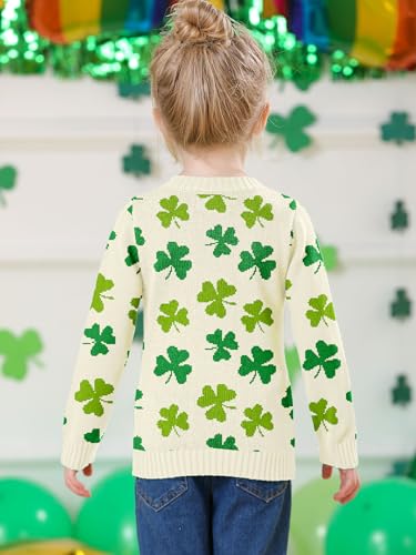 Image of Unisex Toddler St.Patrick's Day Clover Print Sweater Irish Shamrock Knitted Pullover Tops 12M-8Y