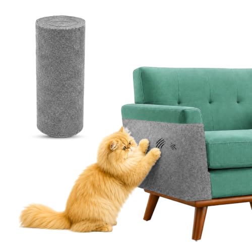 Image of Amazon Basics Cat Scratch Pad | Adhesive Scratching Mat for Cats | Protects Furniture, Walls & Sofa | Cuttable Design with Fixing Nails | Reusable & Easy Care| Grey | 40L x 100W x 1H cm