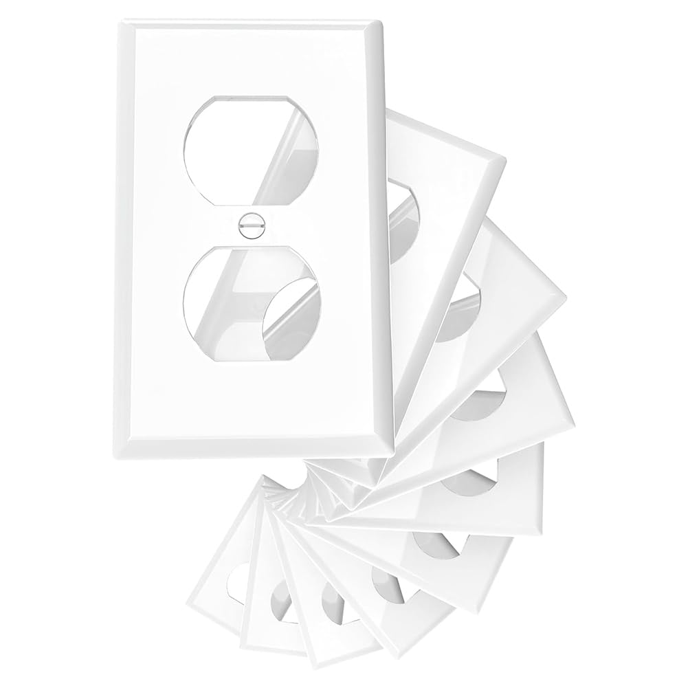 IJSDNVJNDX Unbreakable 10-Pack Standard Size Duplex Receptacle Wall Plates 1-Gang Polycarbonate Thermoplastic Covers