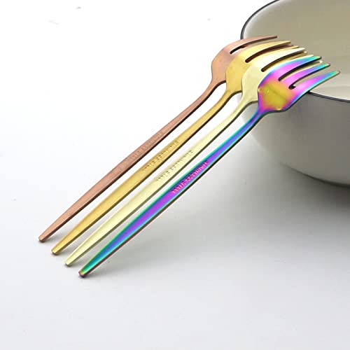 Juego de cubiertos de acero inoxidable, juego de 6 tenedores de té para frutas, ensaladas y postres, cubiertos duraderos para uso en la cocina