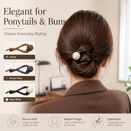 Set de 3 Pinzas Vintage para Cabello con Perlas miniatura 4