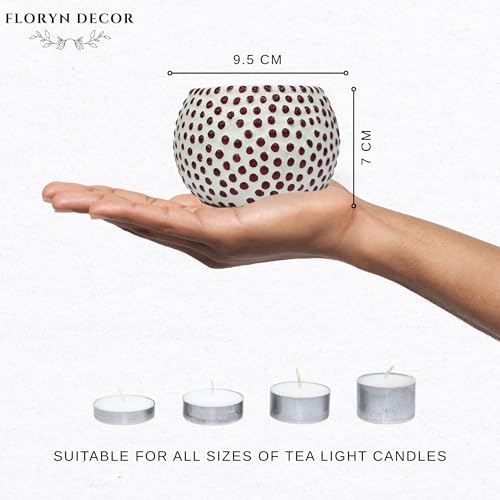 Image of Floryn Decor Morrocan Mosaic Candle Holders | Home Light Decorations Items | Mosaic Glass Tealight Holder | Best lamp for Diwali Decoration | Pack of 3 (with 3 Tealight Candle Free)