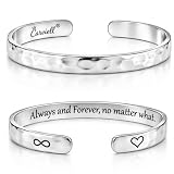 Carviell Bracelets Gifts for Girlfriend, Silver Cuff, Gifts for Wife from Husband, Best Friend, Long Distance Relationship or Friendship gift, Birthday, Anniversary jewelry gift for Women