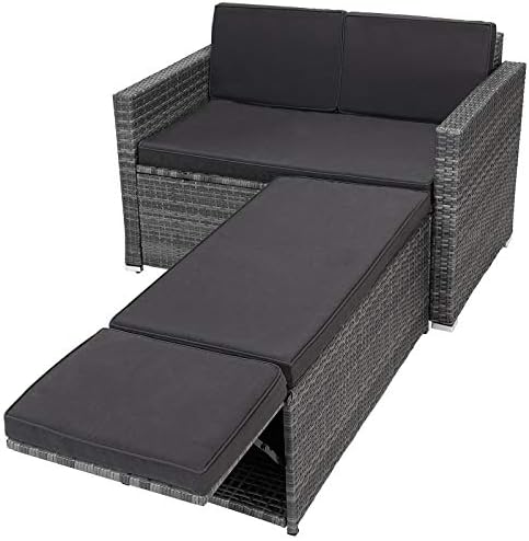 Casaria Divano Lounge 2 Posti Divanetto da Giardino Cuscini Pouf Mobile Chaise Longue