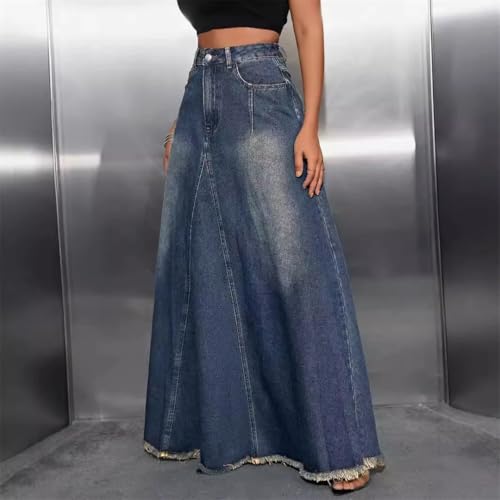 Women's Vintage Long Skirt Casual Solidhigh Waist Ankle-Length Skirt3