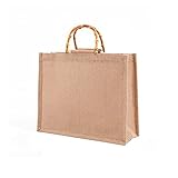 😊USO DURADERO Y CÓMODO: el yute engrosado (grosor de 350 g / m2) hace que esta bolsa sea más duradera, puede contener artículos personales, como tarjetas bancarias, llaves, tarjetas de identificación. Las bolsas tote están hechas de lona de yute natural, las asas de algodón natural son suaves y cómodas para un uso prolongado. El bolso tote grande se puede llevar fácilmente en el hombro y todos los tamaños son fáciles de llevar en la mano: las correas largas para los hombros se adaptan a la comodidad del hombro.