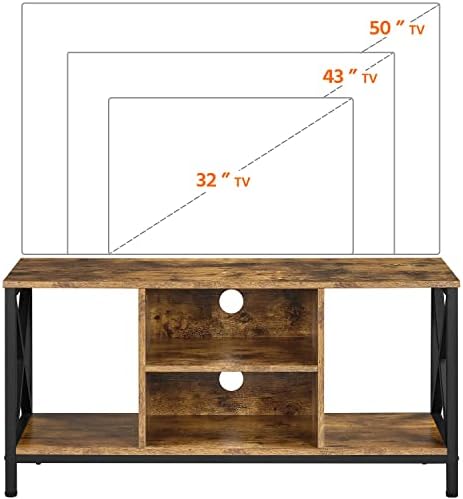 Yaheetech TV Cabinet for 50 Inch TV, Industrial TV Stand with Open Shelves & Storage Cabinet, Media Entertainment Center for Living Room & Bedroom, Rustic Brown
