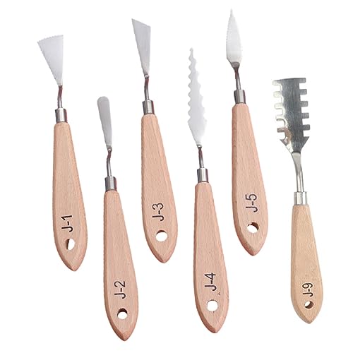 VILLCASE 6pcs Oil Painting Knives Set Professional Art Painting Tools Spatula Palette Knife Scraper for Mixing Paint