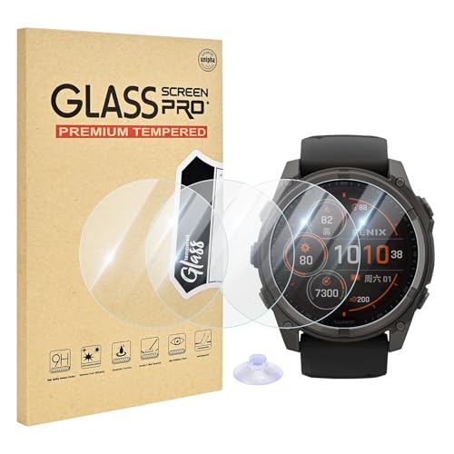 Image of 4 Pack Compatible for Garmin Fenix 8 47mm Screen Protector, HD Clear 9H Tempered Glass Watch Protective Film for Fenix 8 Amoled Screen Protector 47mm, Anti-scratch & Sensitive Touch
