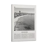 Benidorm Print - Póster de Benidorm en blanco y negro, póster de Benidorm, foto de Benidorm, póster de pared de Benidorm, lienzo estético para pared, marco de decoración de pared retro de 30 x 45 cm