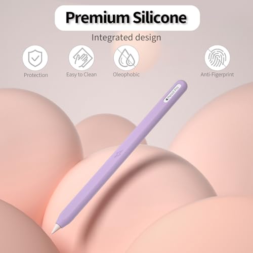 Image of Ultra Thin Protective Pencil Cover for Apple Pencil Pro &Apple Pencil 2nd Gen Silicone Case Sleeve Compatible with Apple Pencil Pro (Light Purple)