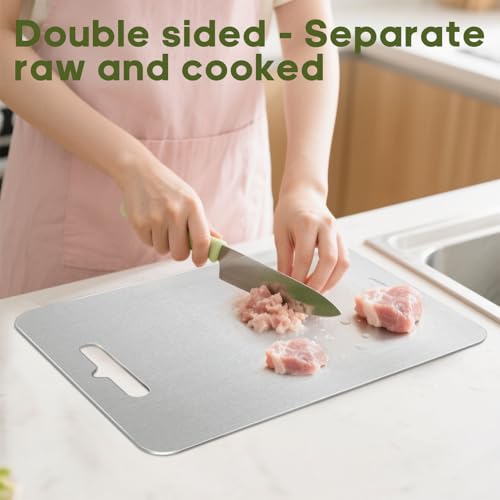 Tabla de Cortar de Titanio Puro para Cocina, Ultra Resistente, Ligera y Apta para Lavavajillas miniatura 4