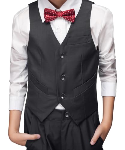Image of Visaccy Boys Vest Kid Boy Formal Suit Vest for Wedding School | 3 Buttons,Fully Lined,Adjustable Waist,Toddler Boy Dress Vest