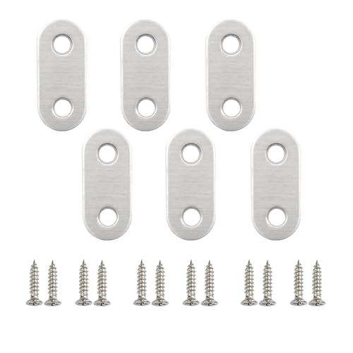 Staffe Angolari Dritte,6 Pezzi Piastre di Giunzione in Acciaio Inossidabile Ripiano Raccordo per Cassetti Metallo Staffe di Fissaggio Piatte per Sedia Legno Libreria Tavola Finestra Mobili Fissaggio
