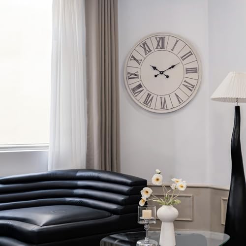 30-inch Rustic White Metal Clock