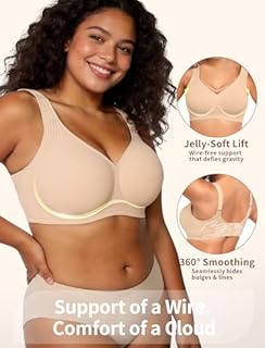 KeepMyself Women Supportive Wireless Bra Push Up Full Coverage Seamless Bra Comfortable No Underwire Everyday Bra with Padded Nude X