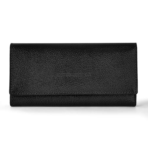 Image of HAYES LONDON Ladies Purse, Pure Leather Wallet, RFID Blocking Bi-Fold Clutch (Verve Black)