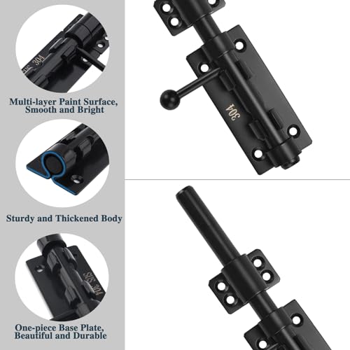 GothicBride Thickened Stainless Steel Door Bolt 160 mm Gate Bolt Lock Floor Slider with Padlock Hole - Image 3