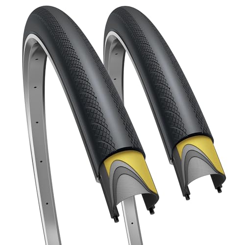 Fincci Pair 700x28c Foldable Tires, 60 TPI, 1mm Antipuncture Protection, Tough Nylon and Rubber Compound, Road Bike Tires for Racing Touring - Pack of 2