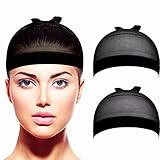 2 Pieces Black Stocking Wig Cap High Elastic Wig Caps for Wearing Wigs Stretchy Nylon Wig Cap for...